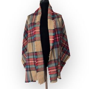 Women’s Plaid cozy blanket scarf fall warm
